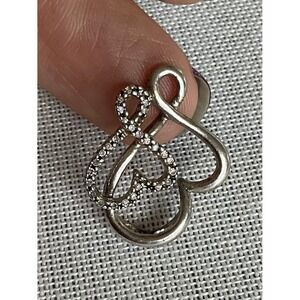 JWBR 925 Sterling Silver Diamond accent double heart Pendant for necklace